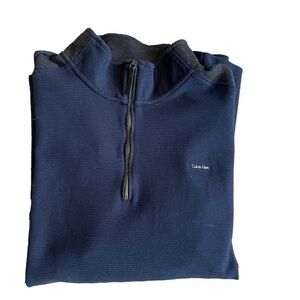 Calvin Klein Navy Blue 1/4 Zip up Collar Long Sleeve Sweater Size:‎ XL